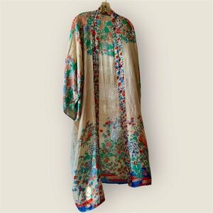 Vintage 1920s Silk Kimono Robe Floral Japanese Art Deco MINT